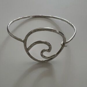 Hand Forged Wave Sterling Silver Hook Bracelet